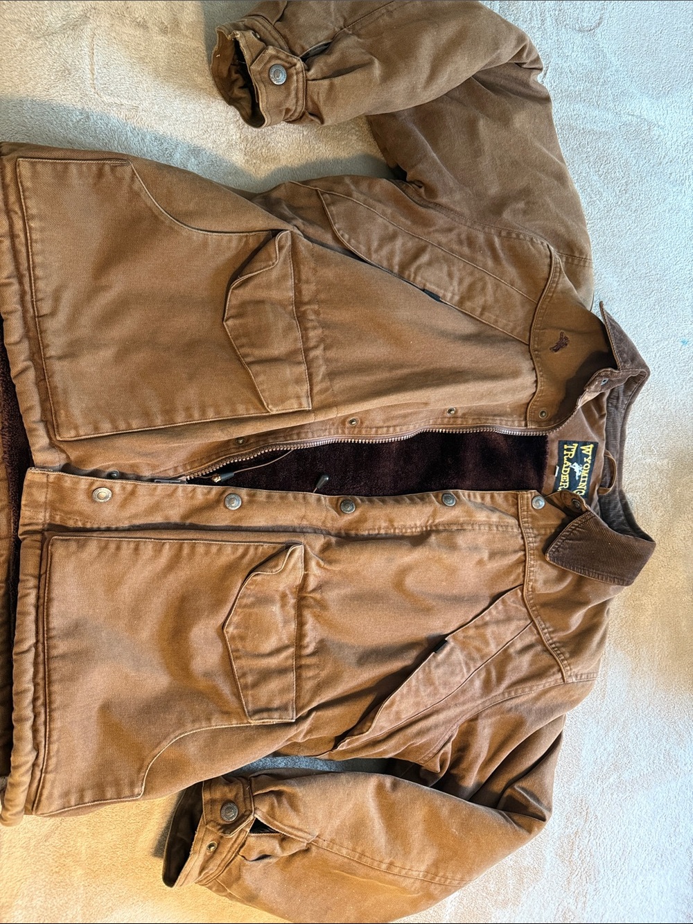 Woolrich Brown Canvas Jacket with Dark Brown Sherpa Lining